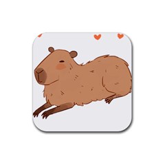 Capybara T- Shirt Cute Capybara Illustration T- Shirt Yoga Reflexion Pose T- Shirtyoga Reflexion Pose T- Shirt Rubber Coaster (square) by hizuto