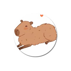 Capybara T- Shirt Cute Capybara Illustration T- Shirt Yoga Reflexion Pose T- Shirtyoga Reflexion Pose T- Shirt Magnet 3  (round) by hizuto