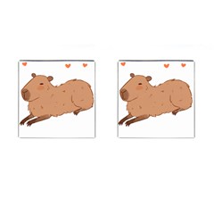 Capybara T- Shirt Cute Capybara Illustration T- Shirt Yoga Reflexion Pose T- Shirtyoga Reflexion Pose T- Shirt Cufflinks (square) by hizuto