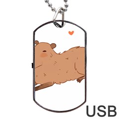 Capybara T- Shirt Cute Capybara Illustration T- Shirt Yoga Reflexion Pose T- Shirtyoga Reflexion Pose T- Shirt Dog Tag Usb Flash (one Side) by hizuto