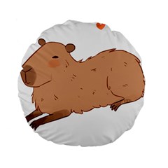 Capybara T- Shirt Cute Capybara Illustration T- Shirt Yoga Reflexion Pose T- Shirtyoga Reflexion Pose T- Shirt Standard 15  Premium Flano Round Cushions by hizuto