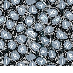 Viking Runes T- Shirt Mystical Viking Runes    Pattern    Black Background Grey Stones Neon Mint Let Play Mat (square)