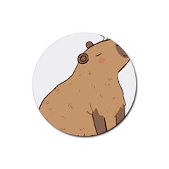 Capybara T- Shirt Cute Capybara Illustration With A Bird Friend T- Shirt Yoga Reflexion Pose T- Shirtyoga Reflexion Pose T- Shirt Rubber Round Coaster (4 Pack) by hizuto