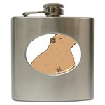 Capybara T- Shirt Cute Capybara Illustration With A Bird Friend T- Shirt Yoga Reflexion Pose T- Shirtyoga Reflexion Pose T- Shirt Hip Flask (6 oz) Front