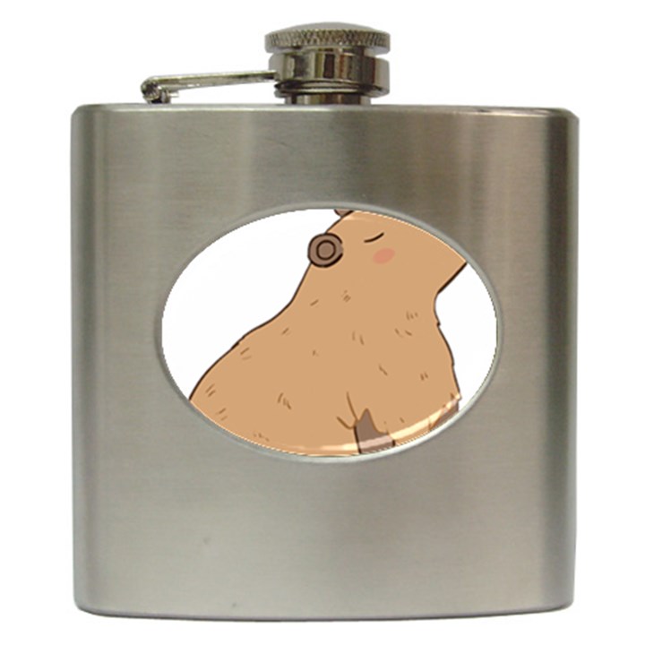 Capybara T- Shirt Cute Capybara Illustration With A Bird Friend T- Shirt Yoga Reflexion Pose T- Shirtyoga Reflexion Pose T- Shirt Hip Flask (6 oz)