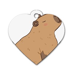 Capybara T- Shirt Cute Capybara Illustration With A Bird Friend T- Shirt Yoga Reflexion Pose T- Shirtyoga Reflexion Pose T- Shirt Dog Tag Heart (two Sides) by hizuto