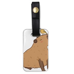 Capybara T- Shirt Cute Capybara Illustration With A Bird Friend T- Shirt Yoga Reflexion Pose T- Shirtyoga Reflexion Pose T- Shirt Luggage Tag (one Side) by hizuto