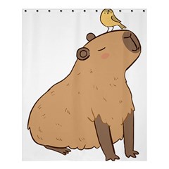 Capybara T- Shirt Cute Capybara Illustration With A Bird Friend T- Shirt Yoga Reflexion Pose T- Shirtyoga Reflexion Pose T- Shirt Shower Curtain 60  X 72  (medium)  by hizuto