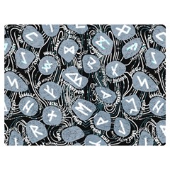 Viking Runes T- Shirt Mystical Viking Runes    Pattern    Black Background Grey Stones Neon Mint Let Two Sides Premium Plush Fleece Blanket (extra Small) by ZUXUMI