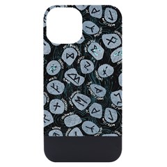 Viking Runes T- Shirt Mystical Viking Runes    Pattern    Black Background Grey Stones Neon Mint Let Iphone 14 Black Uv Print Case by ZUXUMI