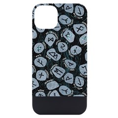 Viking Runes T- Shirt Mystical Viking Runes    Pattern    Black Background Grey Stones Neon Mint Let Iphone 14 Plus Black Uv Print Case by ZUXUMI