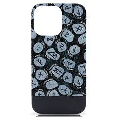 Viking Runes T- Shirt Mystical Viking Runes    Pattern    Black Background Grey Stones Neon Mint Let Iphone 14 Pro Max Black Uv Print Case by ZUXUMI