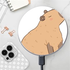 Capybara T- Shirt Cute Capybara Illustration With A Bird Friend T- Shirt Yoga Reflexion Pose T- Shirtyoga Reflexion Pose T- Shirt Wireless Fast Charger(white) by hizuto