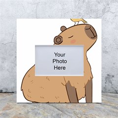 Capybara T- Shirt Cute Capybara Illustration With A Bird Friend T- Shirt Yoga Reflexion Pose T- Shirtyoga Reflexion Pose T- Shirt White Box Photo Frame 4  X 6  by hizuto