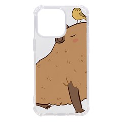 Capybara T- Shirt Cute Capybara Illustration With A Bird Friend T- Shirt Yoga Reflexion Pose T- Shirtyoga Reflexion Pose T- Shirt Iphone 13 Pro Tpu Uv Print Case by hizuto