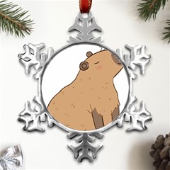 Capybara T- Shirt Cute Capybara Illustration With A Bird Friend T- Shirt Yoga Reflexion Pose T- Shirtyoga Reflexion Pose T- Shirt Metal Small Snowflake Ornament by hizuto