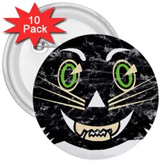 Vintage Halloween Black Cat T- Shirt Vintage Halloween Black Cat T- Shirt 3  Buttons (10 Pack)  by ZUXUMI