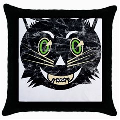 Vintage Halloween Black Cat T- Shirt Vintage Halloween Black Cat T- Shirt Throw Pillow Case (black) by ZUXUMI