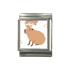 Capybara T- Shirt Cute Capybara With A Baby Goat On Its Head T- Shirt Yoga Reflexion Pose T- Shirtyoga Reflexion Pose T- Shirt Italian Charm (13mm) by hizuto