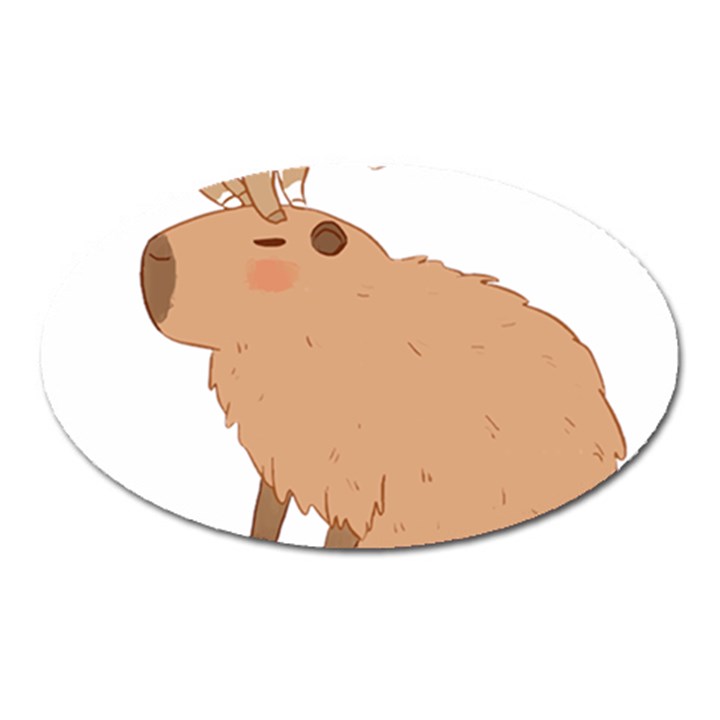 Capybara T- Shirt Cute Capybara With A Baby Goat On Its Head T- Shirt Yoga Reflexion Pose T- Shirtyoga Reflexion Pose T- Shirt Oval Magnet