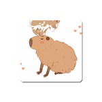 Capybara T- Shirt Cute Capybara With A Baby Goat On Its Head T- Shirt Yoga Reflexion Pose T- Shirtyoga Reflexion Pose T- Shirt Square Magnet Front