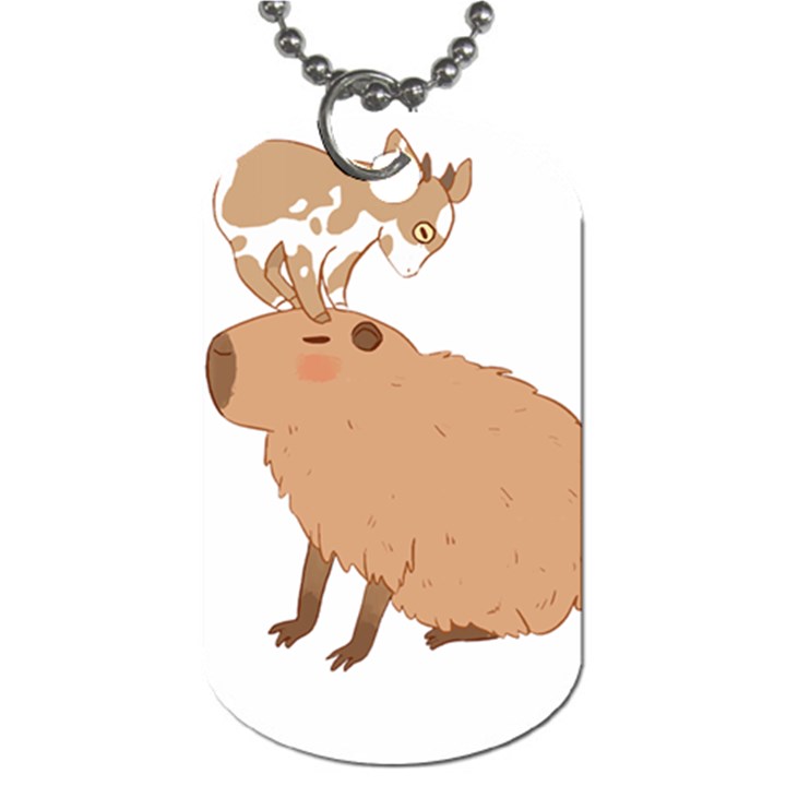 Capybara T- Shirt Cute Capybara With A Baby Goat On Its Head T- Shirt Yoga Reflexion Pose T- Shirtyoga Reflexion Pose T- Shirt Dog Tag (One Side)