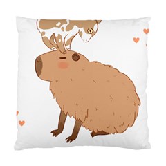 Capybara T- Shirt Cute Capybara With A Baby Goat On Its Head T- Shirt Yoga Reflexion Pose T- Shirtyoga Reflexion Pose T- Shirt Standard Cushion Case (two Sides) by hizuto