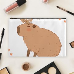 Capybara T- Shirt Cute Capybara With A Baby Goat On Its Head T- Shirt Yoga Reflexion Pose T- Shirtyoga Reflexion Pose T- Shirt Cosmetic Bag (large) by hizuto