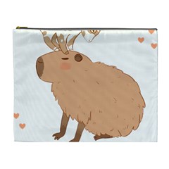 Capybara T- Shirt Cute Capybara With A Baby Goat On Its Head T- Shirt Yoga Reflexion Pose T- Shirtyoga Reflexion Pose T- Shirt Cosmetic Bag (xl) by hizuto