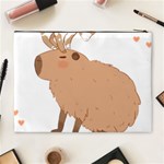 Capybara T- Shirt Cute Capybara With A Baby Goat On Its Head T- Shirt Yoga Reflexion Pose T- Shirtyoga Reflexion Pose T- Shirt Cosmetic Bag (XL) Back