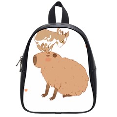 Capybara T- Shirt Cute Capybara With A Baby Goat On Its Head T- Shirt Yoga Reflexion Pose T- Shirtyoga Reflexion Pose T- Shirt School Bag (small) by hizuto