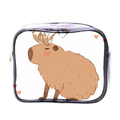 Capybara T- Shirt Cute Capybara With A Baby Goat On Its Head T- Shirt Yoga Reflexion Pose T- Shirtyoga Reflexion Pose T- Shirt Mini Toiletries Bag (one Side) by hizuto