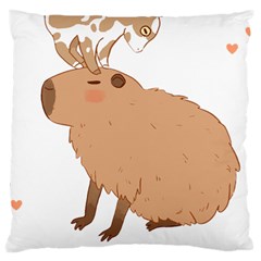 Capybara T- Shirt Cute Capybara With A Baby Goat On Its Head T- Shirt Yoga Reflexion Pose T- Shirtyoga Reflexion Pose T- Shirt Large Cushion Case (one Side) by hizuto