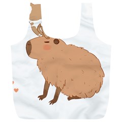 Capybara T- Shirt Cute Capybara With A Baby Goat On Its Head T- Shirt Yoga Reflexion Pose T- Shirtyoga Reflexion Pose T- Shirt Full Print Recycle Bag (xl) by hizuto