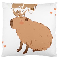 Capybara T- Shirt Cute Capybara With A Baby Goat On Its Head T- Shirt Yoga Reflexion Pose T- Shirtyoga Reflexion Pose T- Shirt Standard Premium Plush Fleece Cushion Case (one Side) by hizuto