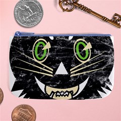 Vintage Halloween Black Cat T- Shirt Vintage Halloween Black Cat T- Shirt Large Coin Purse by ZUXUMI