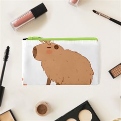 Capybara T- Shirt Cute Capybara With A Baby Goat On Its Head T- Shirt Yoga Reflexion Pose T- Shirtyoga Reflexion Pose T- Shirt Cosmetic Bag (xs) by hizuto