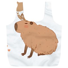 Capybara T- Shirt Cute Capybara With A Baby Goat On Its Head T- Shirt Yoga Reflexion Pose T- Shirtyoga Reflexion Pose T- Shirt Full Print Recycle Bag (xxxl) by hizuto