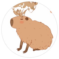 Capybara T- Shirt Cute Capybara With A Baby Goat On Its Head T- Shirt Yoga Reflexion Pose T- Shirtyoga Reflexion Pose T- Shirt Round Trivet by hizuto