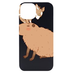 Capybara T- Shirt Cute Capybara With A Baby Goat On Its Head T- Shirt Yoga Reflexion Pose T- Shirtyoga Reflexion Pose T- Shirt Iphone 14 Black Uv Print Case by hizuto