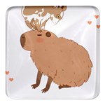 Capybara T- Shirt Cute Capybara With A Baby Goat On Its Head T- Shirt Yoga Reflexion Pose T- Shirtyoga Reflexion Pose T- Shirt Square Glass Fridge Magnet (4 pack) Front