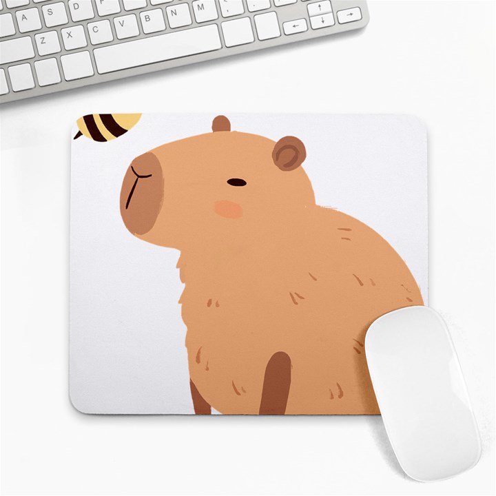 Capybara T- Shirt Cute Capybara With A Bee Illustration T- Shirt Yoga Reflexion Pose T- Shirtyoga Reflexion Pose T- Shirt Large Mousepad