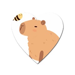 Capybara T- Shirt Cute Capybara With A Bee Illustration T- Shirt Yoga Reflexion Pose T- Shirtyoga Reflexion Pose T- Shirt Heart Magnet by hizuto