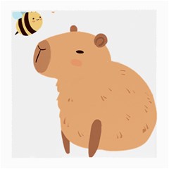 Capybara T- Shirt Cute Capybara With A Bee Illustration T- Shirt Yoga Reflexion Pose T- Shirtyoga Reflexion Pose T- Shirt Medium Glasses Cloth (2 Sides) by hizuto