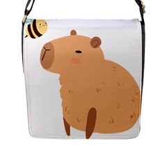 Capybara T- Shirt Cute Capybara With A Bee Illustration T- Shirt Yoga Reflexion Pose T- Shirtyoga Reflexion Pose T- Shirt Flap Closure Messenger Bag (l) by hizuto