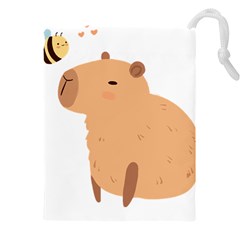 Capybara T- Shirt Cute Capybara With A Bee Illustration T- Shirt Yoga Reflexion Pose T- Shirtyoga Reflexion Pose T- Shirt Drawstring Pouch (4xl) by hizuto