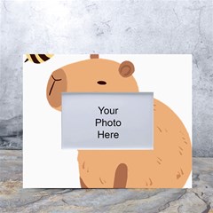 Capybara T- Shirt Cute Capybara With A Bee Illustration T- Shirt Yoga Reflexion Pose T- Shirtyoga Reflexion Pose T- Shirt White Tabletop Photo Frame 4 x6  by hizuto