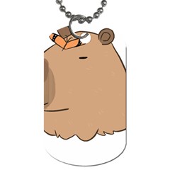 Capybara T- Shirt Cute Capybara With A Butterfly T- Shirt Yoga Reflexion Pose T- Shirtyoga Reflexion Pose T- Shirt Dog Tag (one Side) by hizuto