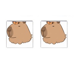 Capybara T- Shirt Cute Capybara With A Butterfly T- Shirt Yoga Reflexion Pose T- Shirtyoga Reflexion Pose T- Shirt Cufflinks (square) by hizuto