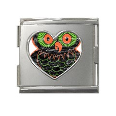 Vintage Halloween Owl T- Shirt Vintage Halloween Owl T- Shirt Mega Link Heart Italian Charm (18mm) by ZUXUMI